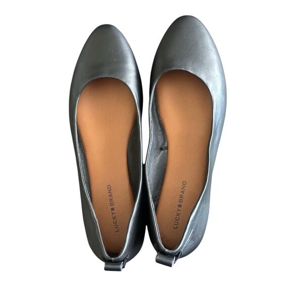 Lucky Brand "Canison" Soft Flexible Black Leather Slip On Ballet Flats Size 9.5 - Picture 2 of 11